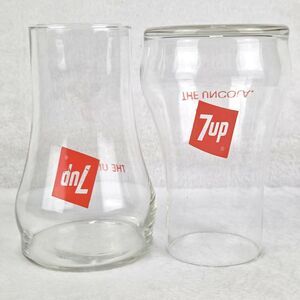 Vintage 7-Up The Uncola Glasses Set of 2 Upside Down Glass Vintage Seven Up